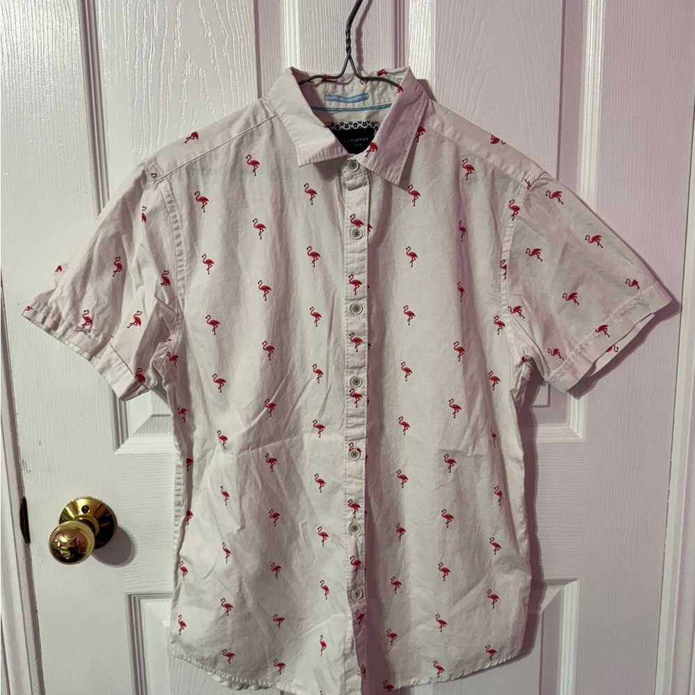 Denim & Flower Flamingo Print Casual Shirt